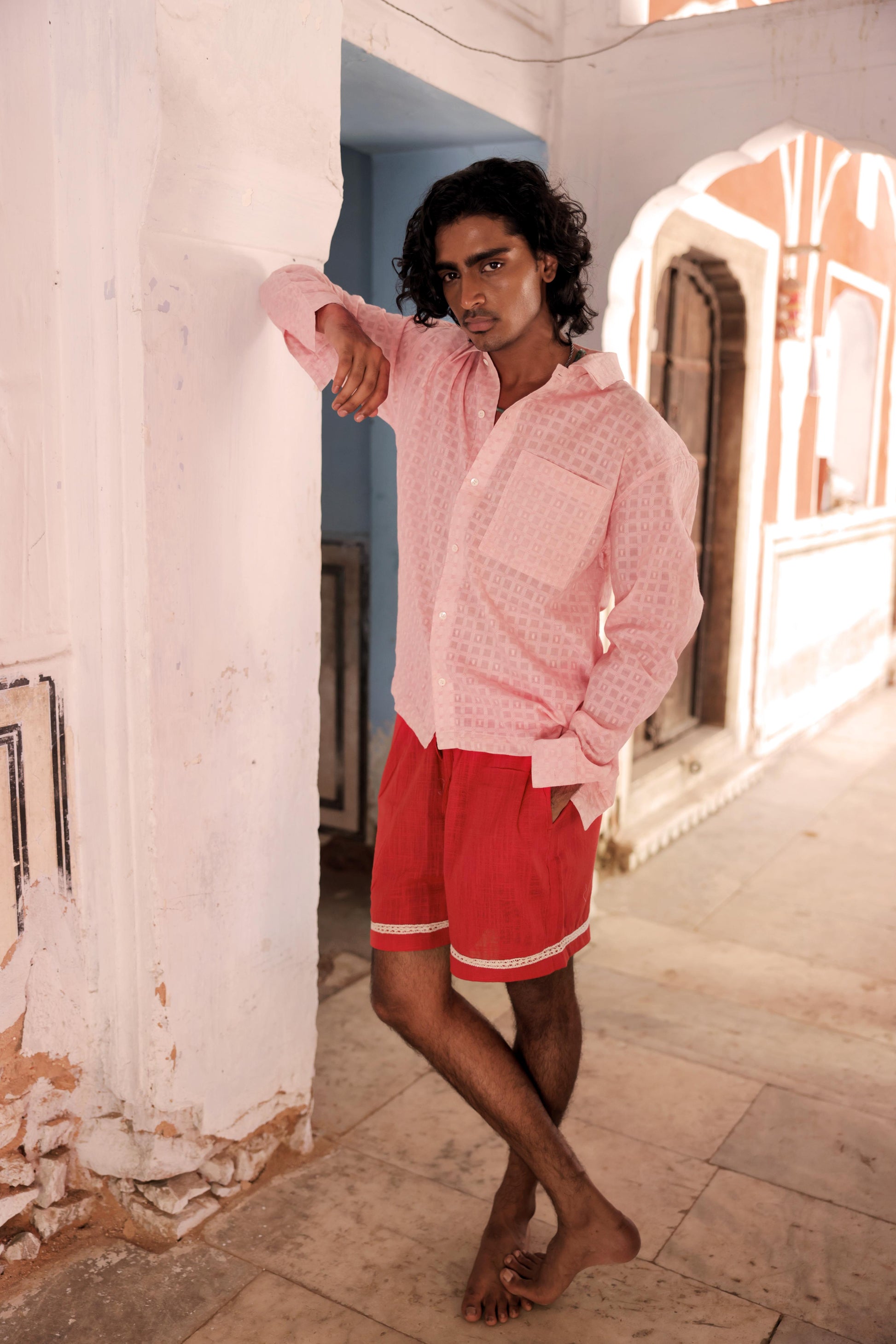 Summer Pink Dobby Shirt