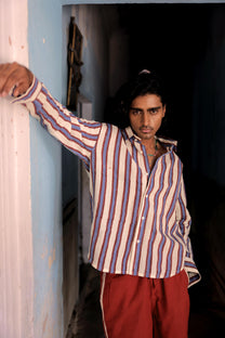 Hand-Blocked Stripe Linen Summer Shirt