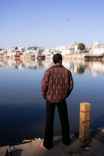 Maroon Sanganer Hand-Blocked Quilt Jacket
