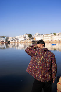 Maroon Sanganer Hand-Blocked Quilt Jacket