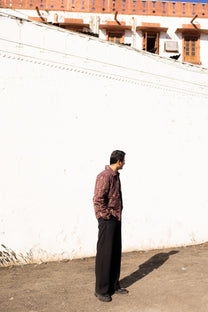 Maroon Sanganer Hand-Blocked Quilt Jacket