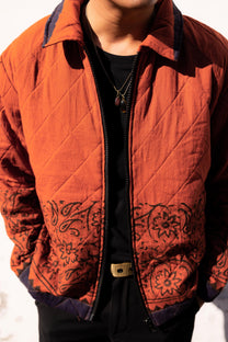 Rust Jaal Hand-Blocked Quilt Jacket
