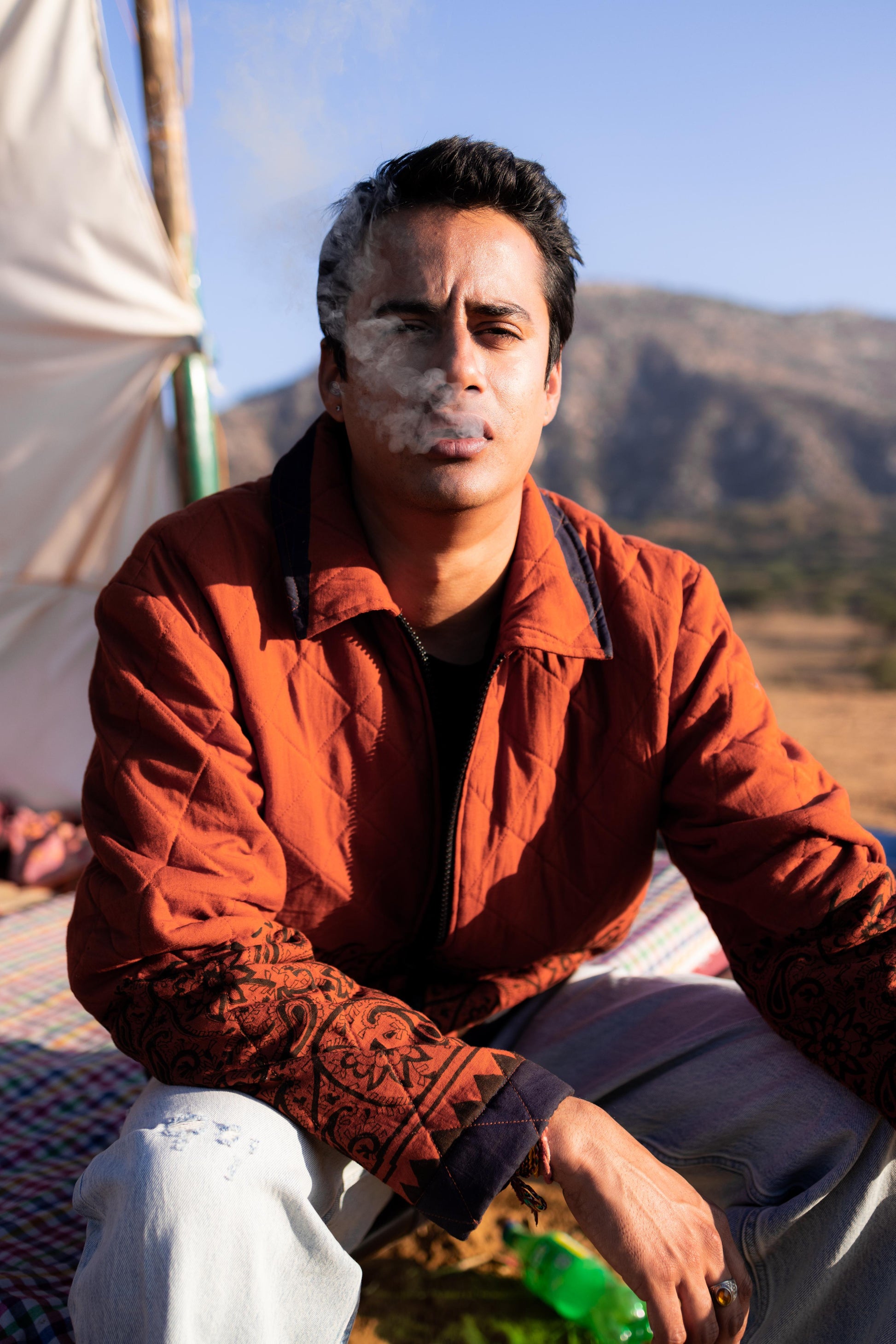 Rust Jaal Hand-Blocked Quilt Jacket