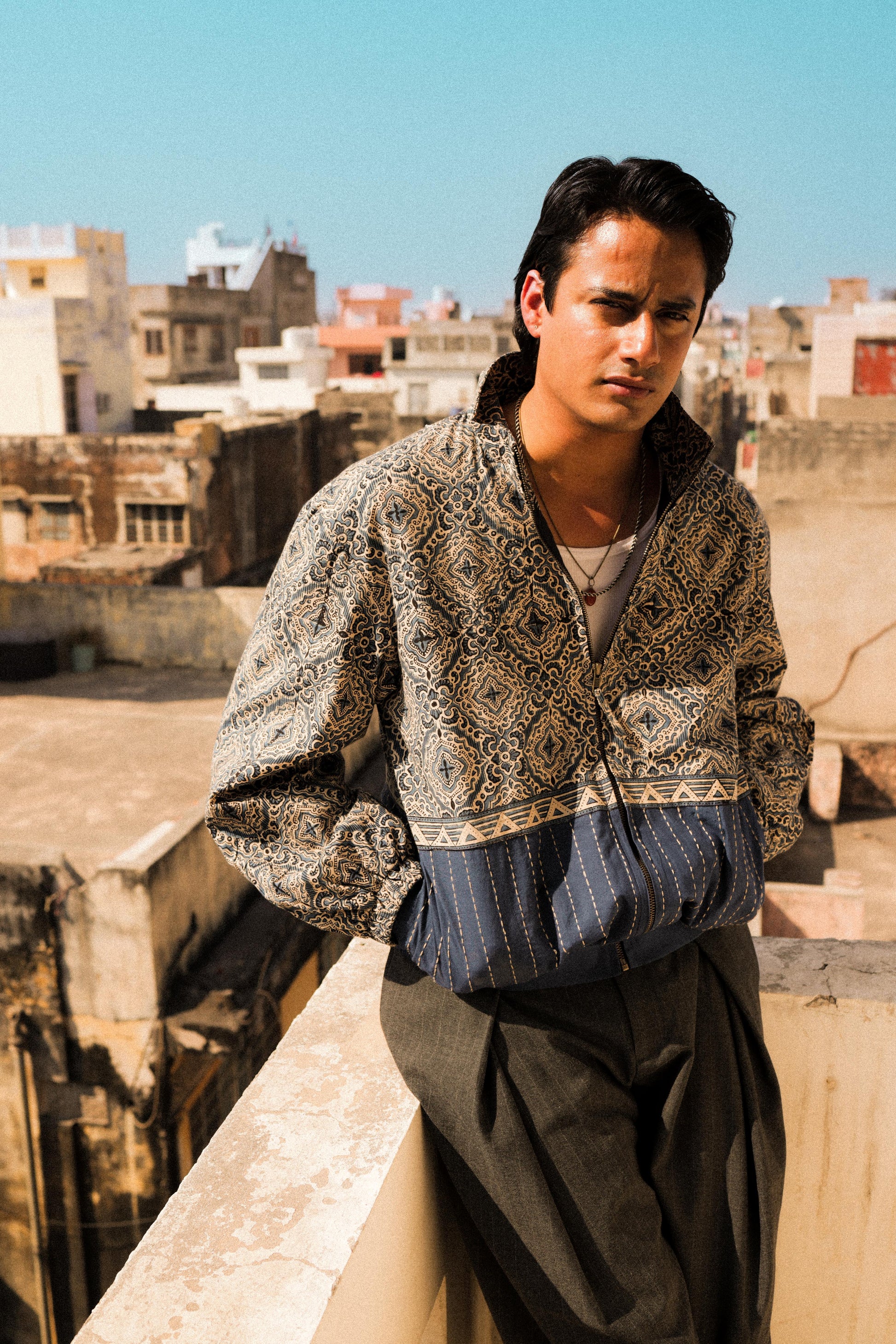 Bagru Kantha Handcrafted Track Jacket