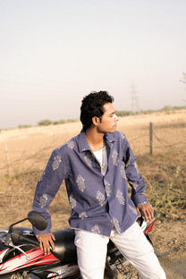 Blue Hand-Blocked Jaipur Shirt