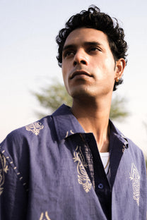 Blue Hand-Blocked Jaipur Shirt