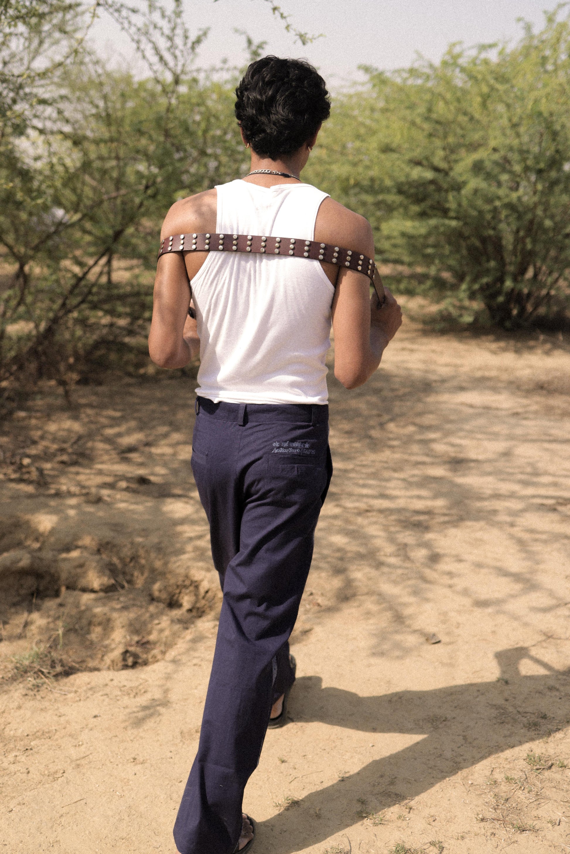 Blue Embroidered Pants