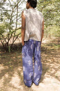 Blue Hand-Blocked Summer Pants