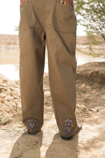 Olive Embroidered Pants