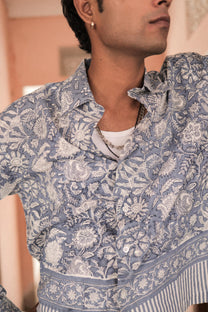 Blue Sanganer Hand-Blocked Shirt