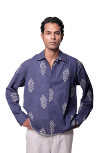 Blue Hand-Blocked Jaipur Shirt