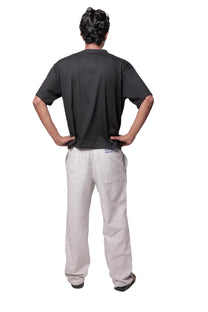 White &amp; Blue Striped Embroidered Summer Pants