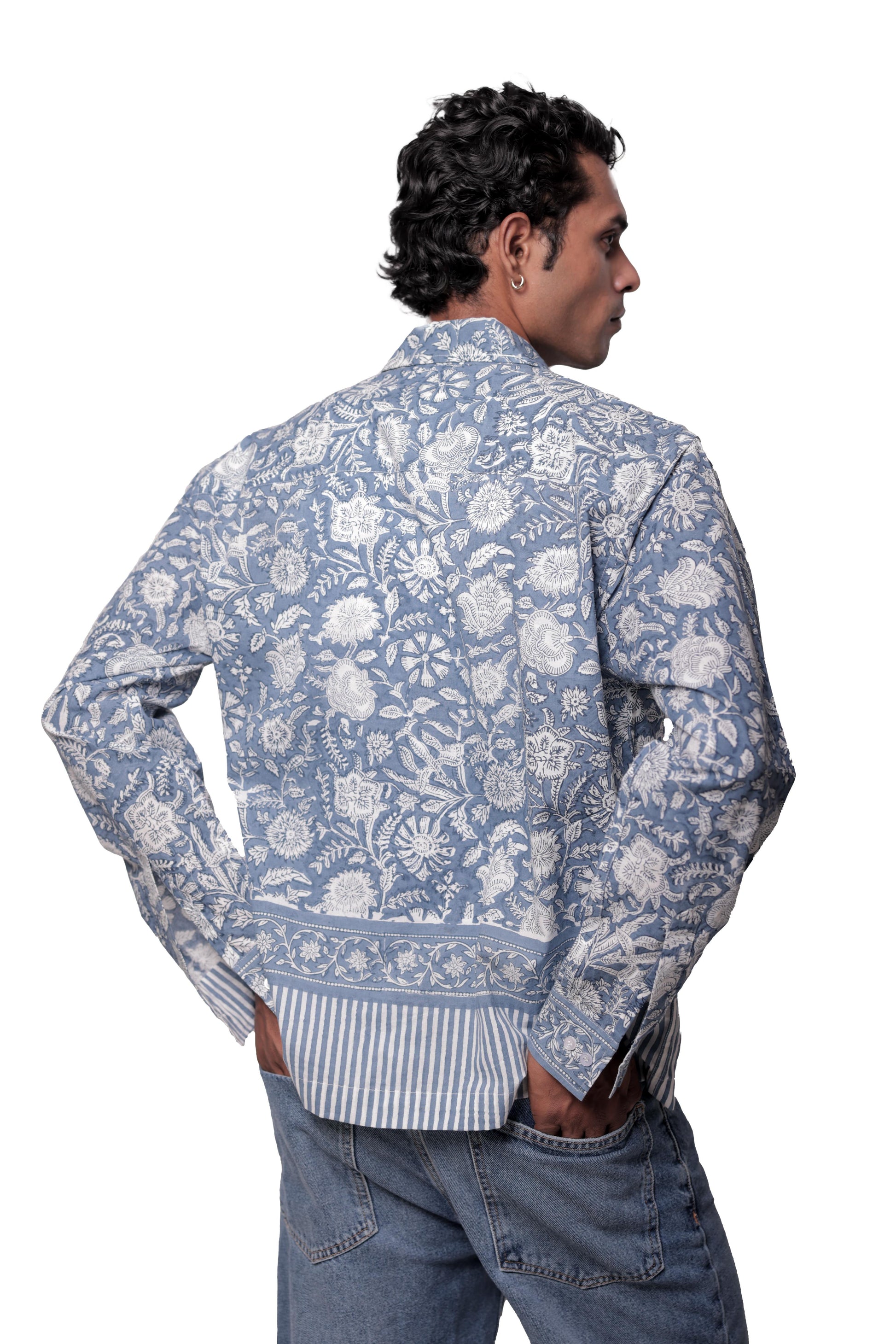 Blue Sanganer Hand-Blocked Shirt