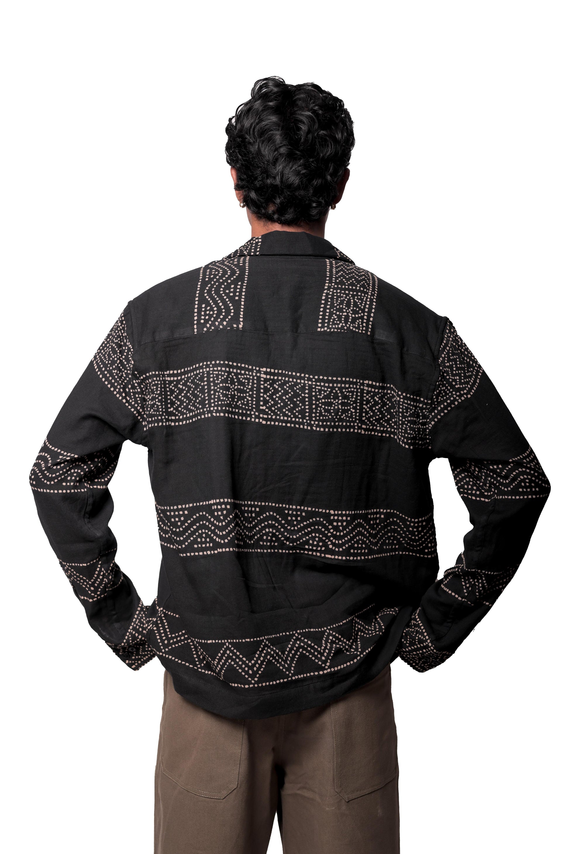 Black Hand-Blocked Panel Shirt