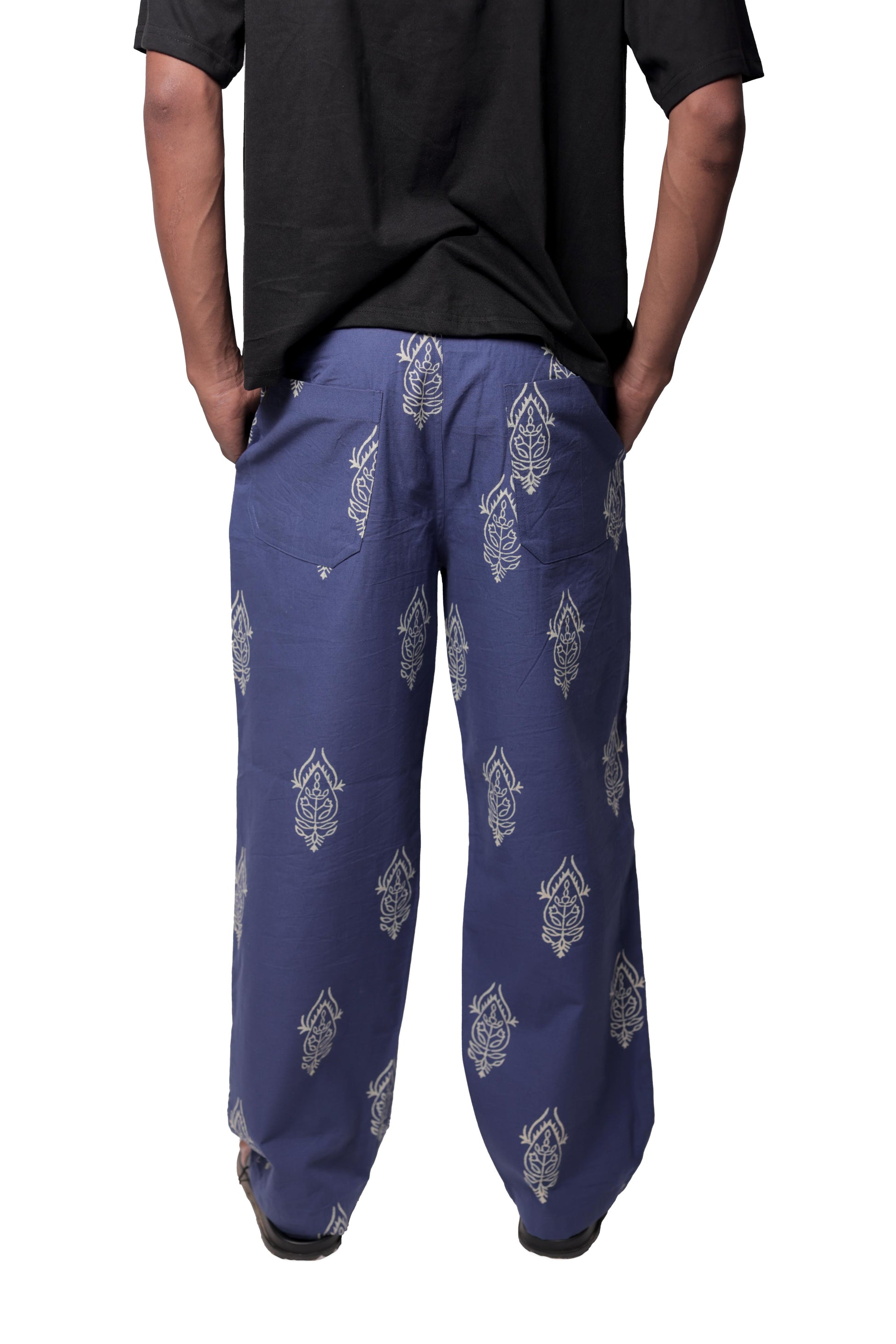 Blue Hand-Blocked Summer Pants