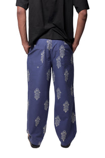 Blue Hand-Blocked Summer Pants