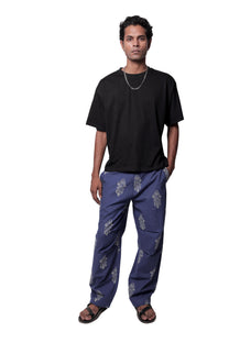 Blue Hand-Blocked Summer Pants