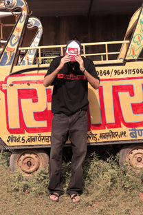 &quot;INDIAN ENERGY&quot; Black Half Sleeve Teeshirt