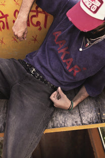 &#39;AAKAR TARO’ Faded Blue Teeshirt