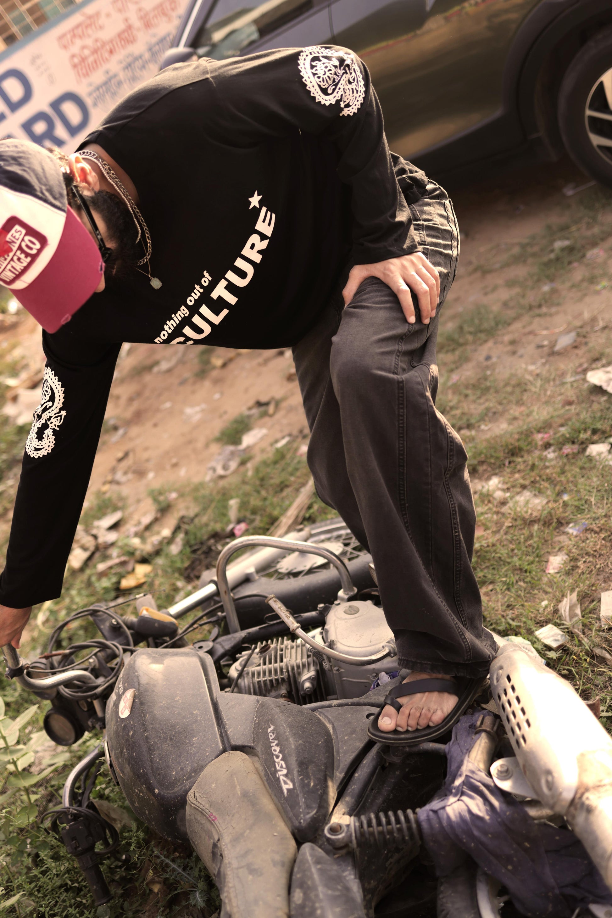 &quot;CULTURE&quot; Black Full Sleeve Teeshirt