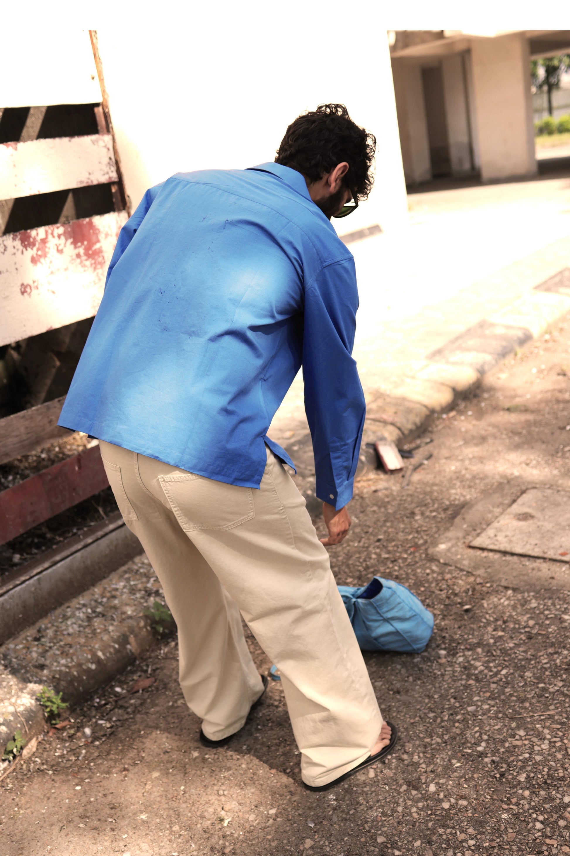 Blue Poplin Logo Overshirt