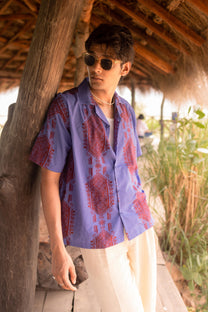 Blue Purple Printed Resort Shirt
