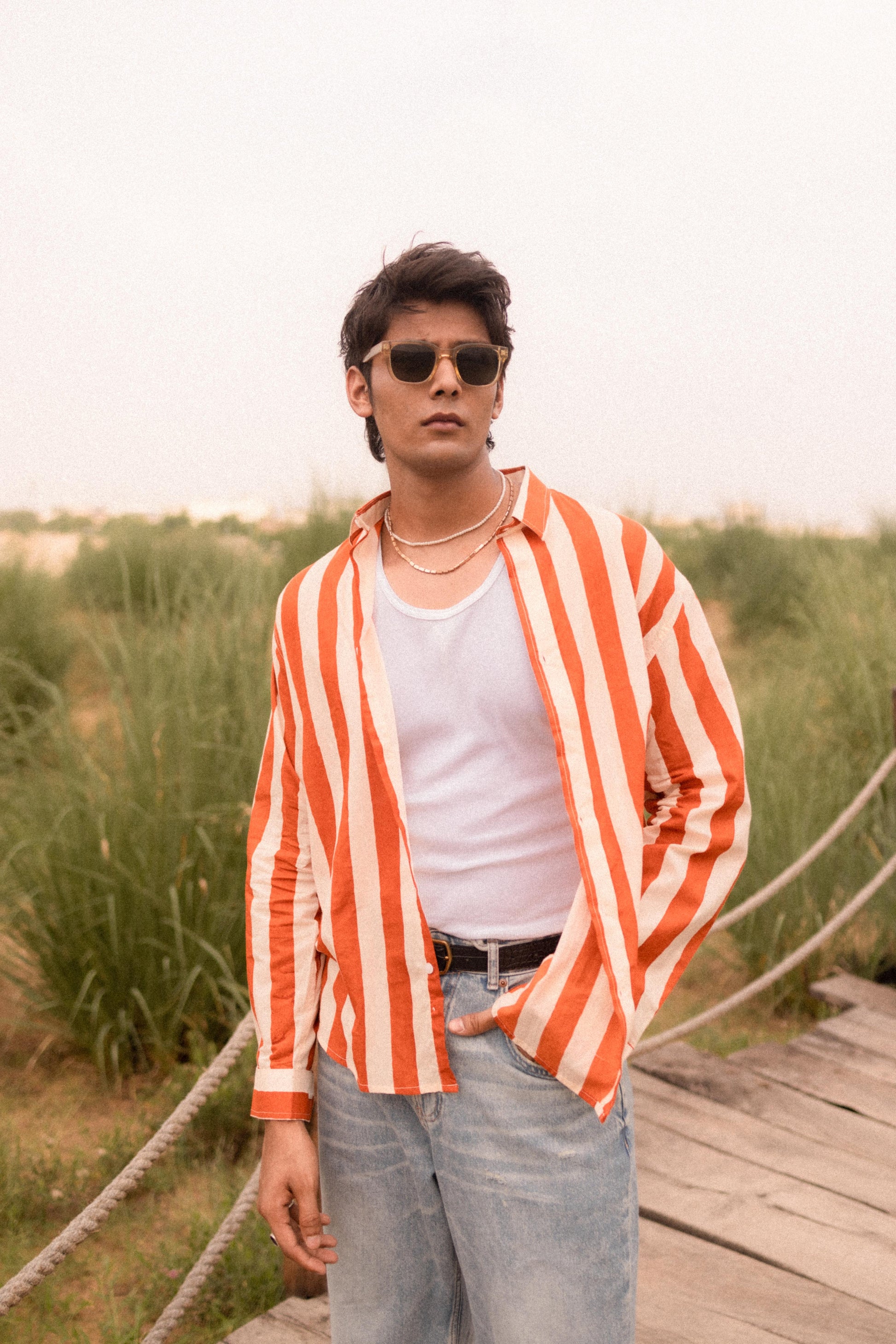 Rust Stripe Summer Shirt