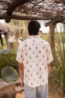 Off White Dobby Printed Shirt