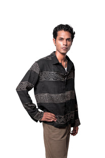 Black Hand-Blocked Panel Shirt