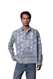 Blue Sanganer Hand-Blocked Shirt